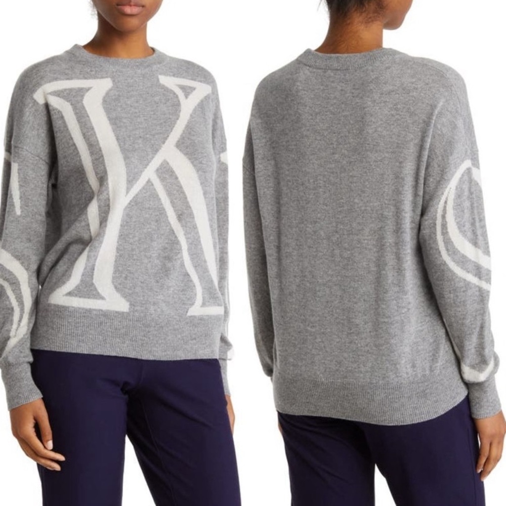 Rare New 360 Skull Traceable Cashmere Pullover Sweater Ski Gray L